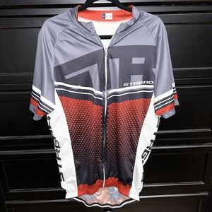Strgao Size L Mens Full Zip Elastic Waist Pocket Short Sleeve Cycling Jersey 166